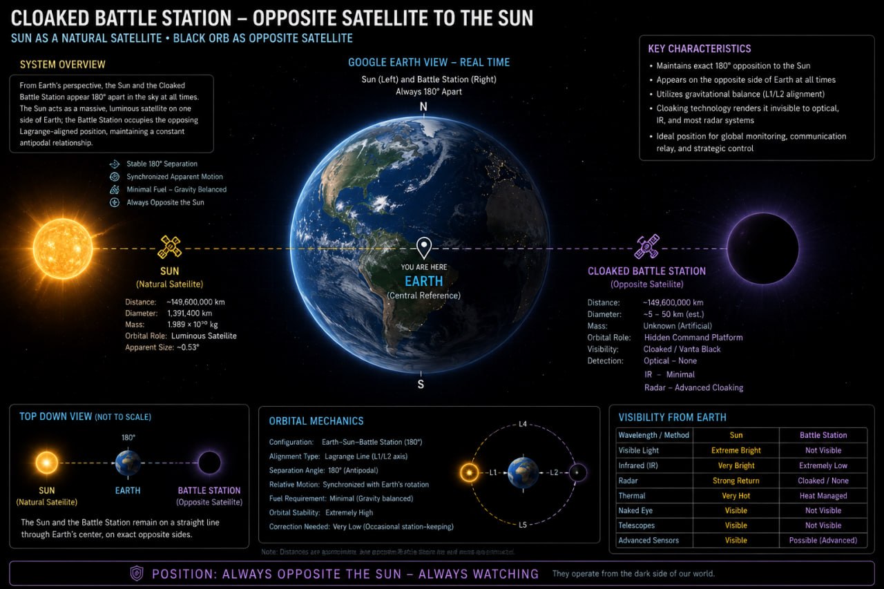 OSDC briefing: cloaked battle station opposite satellite to the sun