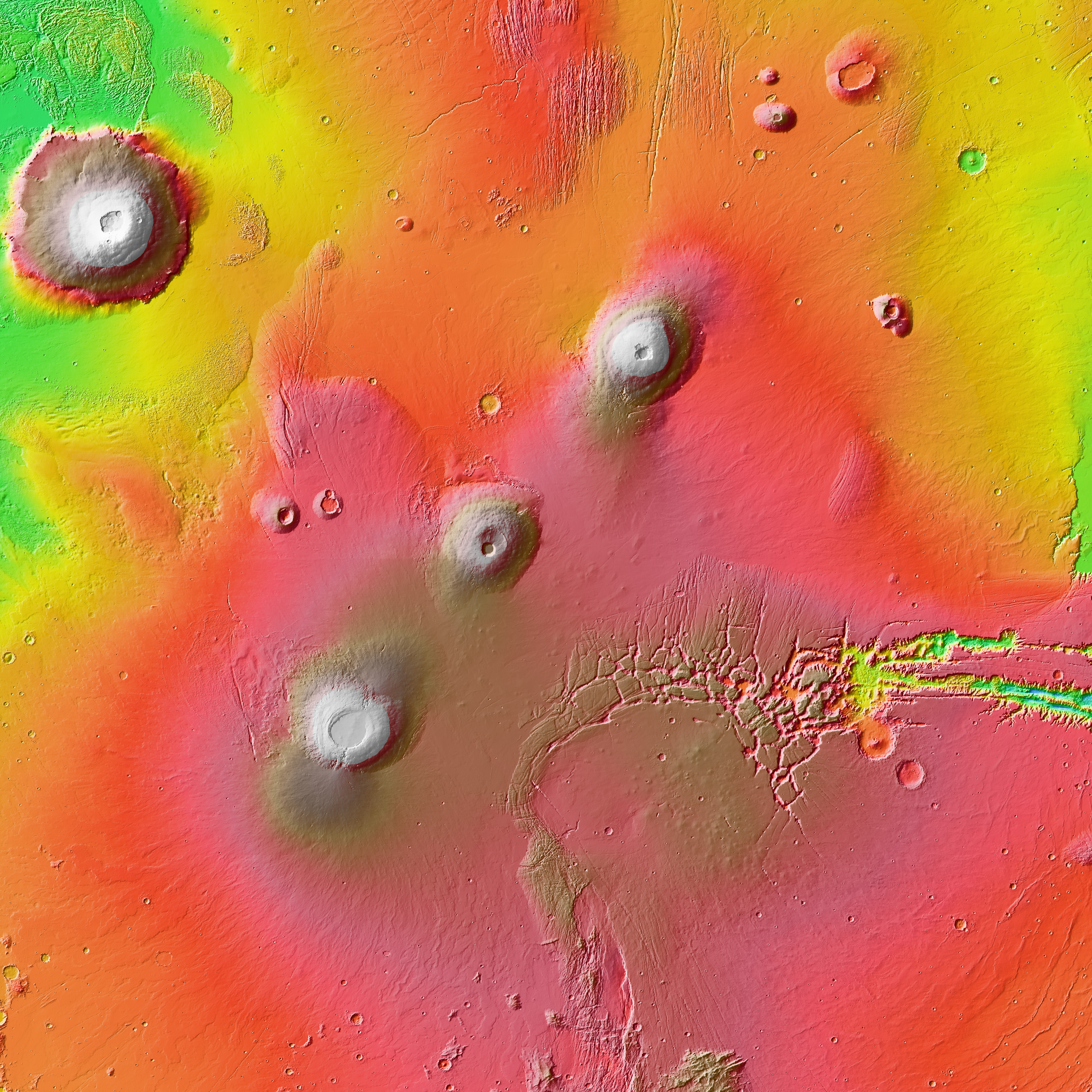 Tharsis volcanic region — MOLA data