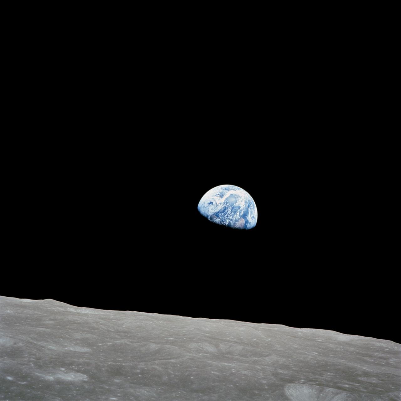 Earthrise from lunar orbit