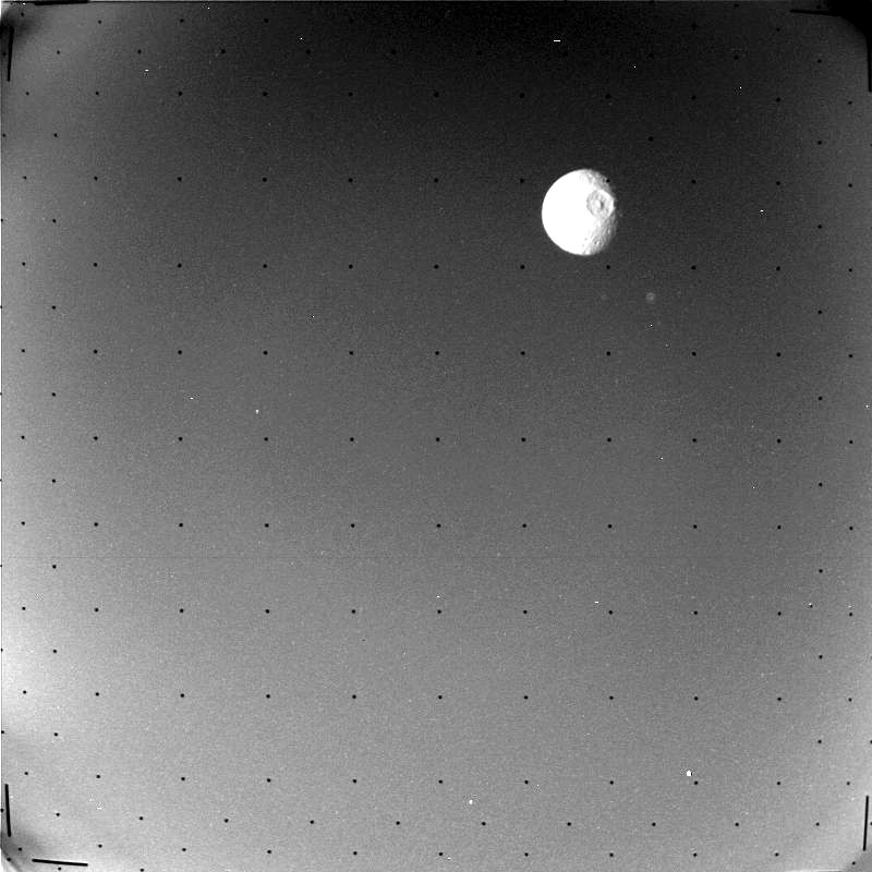 Mimas imaged by Voyager 1